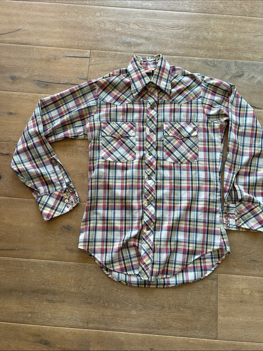 Vintage Levi's Plaid Button-Down Shirt in Red, Yellow, Blue